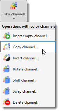 Image Ribbon Tab -> operations with color channels