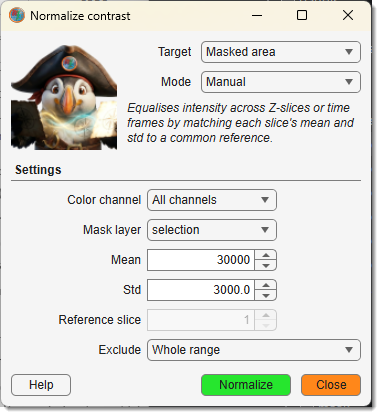 Normalize layers dialog
