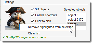 Object list context menu
