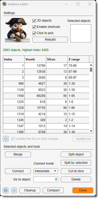 Instance editor